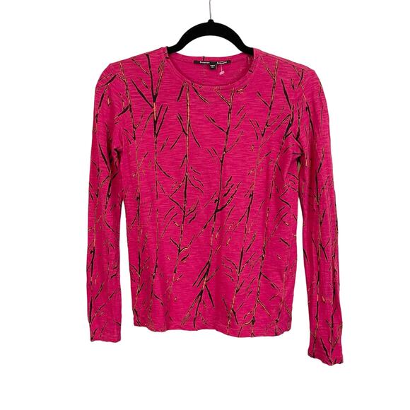 Proenza Schouler Tops - Proenza Schouler Women's Printed Burgundy Crew Neck Long Sleeves Top Size Small